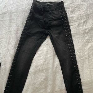 Express high waist jeans lace up side cut Sz 0/S